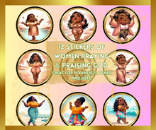 Load image into Gallery viewer, 12 Digital Stickers of Women Paying and Praising