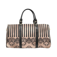 Load image into Gallery viewer, Gold Striped &amp; Lace Travel Bag