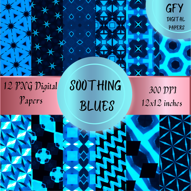 Soothing Blues Digital Papers